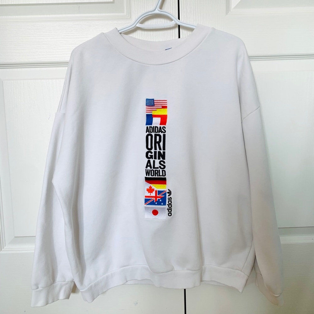 Adidas Originals x UO White Pullover Sweater szL